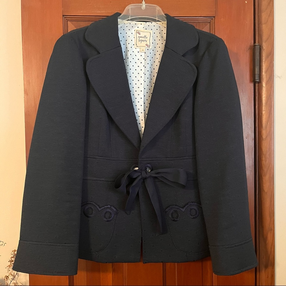 Nanette Lepore Navy Pique Blazer